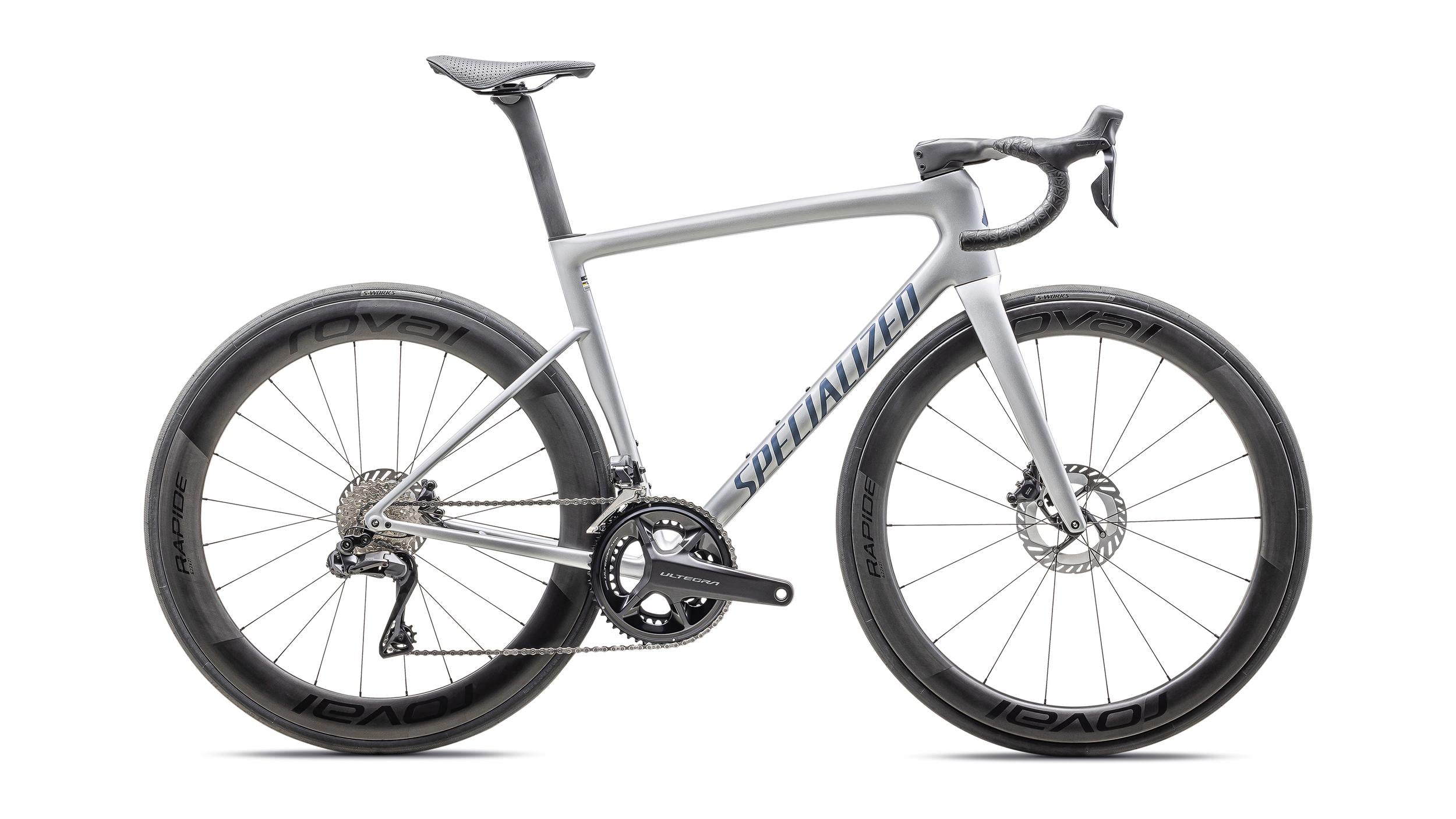 Bicicletas Carretera Tarmac SL8 Pro Ultegra Di2 Specialized 2025 Gloss Liquid Silver/Satin Blue Pearl Over Black Liquid Metal #2