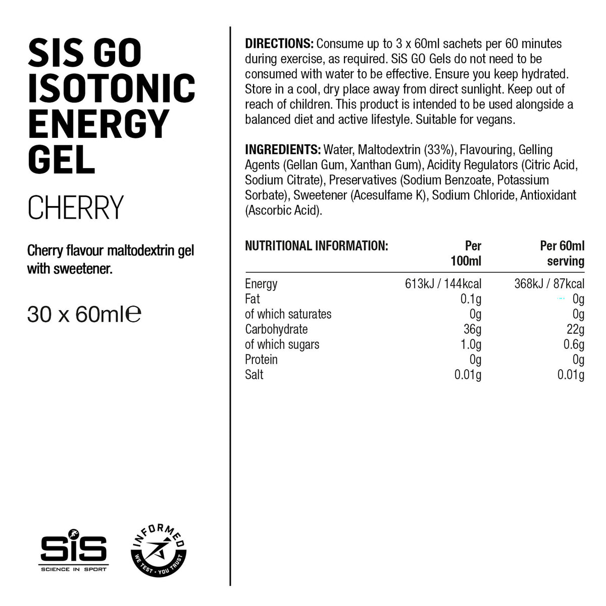 SIS GO Gel Energético Isotónico 60ml Cereza #3